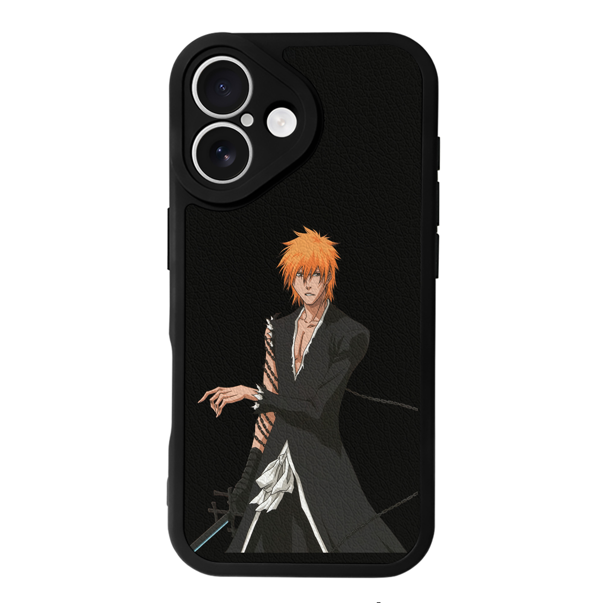 ブリーチ 黒崎一護（くろさき いちご）BLEACH Kurosaki Ichigo 【iPhone 16シリーズ対応】シリコンスマホケース（レザー調） 材質：シリコン